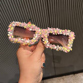 CANDY COLORED BEACH FLOWER DECORATED SUNGLASSES_CWASG0796