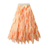 OMBRE GREEN RUFFLE TULLE TIERED FLARE SKIRT_CWBMS0404