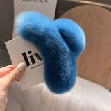 LARGE REAL REX RABBIT FUR HAIR CLAW CUTE COZY_CWAHA3302