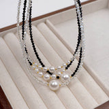 RETRO CRYSTAL PEARL NECKLACE BRACELETCE _CWAJE1665