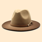 FASHION GRADIENT TWO COLOR THICK FELT HAT JAZZ HAT_CWAH0817