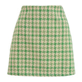 RETRO CHECKERED A LINE SHORT WOOLEN SKIRT_CWBSS0393