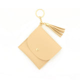 SOLID PU CARD WALLET WITH TASSEL KEYCHAIN_CWAB4965
