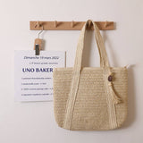 SOLID COLOR ONE SHOULDER BEACH STRAW BAG_CWAB1866