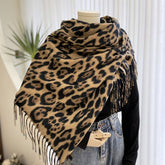 LEOPARD PRINT SCARF THICK TASSEL WINTER WRAP_CWASC1452