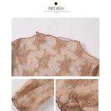 SEXY MESH BLOUSE LONG SLEEVE LACE TOP FOR WOMEN_CWTBLL3619