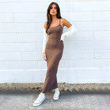 Solid Color Long Dress Comfortable Slip Dress