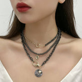 Womens Stacking Necklace Snake Cross Pendant