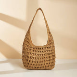 FASHIONABLE HOLLOW SOLID COLOR STRAW BAG_CWAB1981