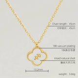 SHELL FOUR LEAF CLOVER CONSTELLATION NECKLACE_CWAJE0688