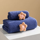 CORAL FLEECE FLOWER SQUARE TOWEL BATH TOWEL SET_CWMM2325