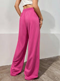 Straight High-Waisted Wide-Leg Pants