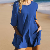 Solid Color Personality Backless Jumpsuit