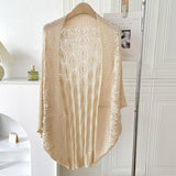 DIAMOND SHAPED HOLLOW KNITTED SHAWL_CWASC0763
