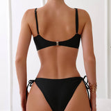 CASUAL TWO PIECE DRAWSTRING THONG BIKINI SWIMSUIT_CWMW0325