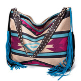 Women Canvas Ethnic Travel Tassel Bags_Cwab0560