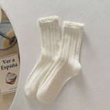 Twist Lace Ruffle Crew Socks For Women_Cwms1348