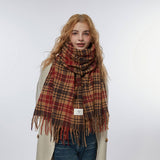 BROWN CHECK SCARF THICK DUAL USE WINTER WRAP_CWASC2299