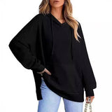 Waffle Knit Side Split Pullover With Pockets