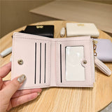 New Simple Solid Color Bow Tassel Zipper Wallet_Cwab06254