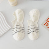White Striped Waist Wicking Hidden Socks_Cwms0947