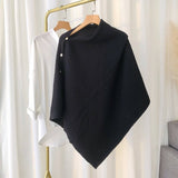 NEW KNITTED CAPE BUCKLE SHAWL_CWASC0754