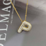 COPPER ZIRCONIA 26 LETTERS PENDANT NECKLACE_CWMM5869