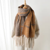 MINIMALIST GRID SCARF SHAWL WITH WARM TEXTURE_CWASC2771