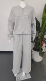 Zipper Cardigan Straight-Leg Sport Pants Set