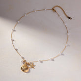 OCEAN SERIES PEARL STARFISH SHELL NECKLACE_CWAJE1366