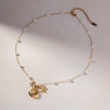 OCEAN SERIES PEARL STARFISH SHELL NECKLACE_CWAJE1366