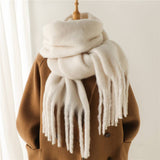 MOHAIR TASSEL SCARF FOR WINTER UNISEX LONG SHAWL_CWASC0965