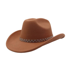 Unisex Ethnic Wool Fedora Cowboy Jazz Hat_Cwah04413