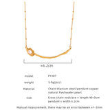 NATURAL FRESHWATER PEARL STAINLESS STEEL NECKLACE_CWAJE1095