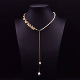 LONG LEAF NATURAL PEARL SWEATER NECKLACE_CWAJE3891