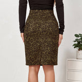 LEOPARD SUEDE SKIRT SEXY PRINTED MIDI SKIRT_CWBSS0385