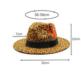 Tweed Hat Leopard Print Top Hat Wide Brim Jazz Hat_Cwah2580