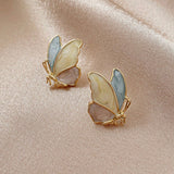 S925 Silver Oil-Dripping Butterfly Stud Earrings