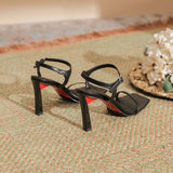 BLACK MINIMALIST SQUARE HEADED LADIES HEELS_CWSHH0021