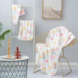 CORAL FLEECE PRINTED SHOWER CAP TOWEL BATH TOWEL_CWMM2326