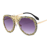 DIAMOND STUDDED RETRO METAL LARGE FRAME SUNGLASSES_CWASG0865
