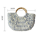 MEDIUM WEAVING STRAW BAGS WITH BAMBOO HANDLES_CWAB0815