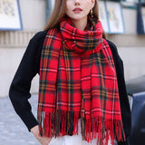 PLAID WINTER SCARF FOR WOMEN SOFT TASSEL SHAWL_CWASC0224
