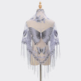 LACE BUTTERFLY EMBROIDERED TRIANGLE SHAWL_CWMM1994