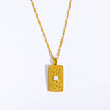 STAINLESS STEEL 3D RELIEF OPAL PENDANT NECKLACE_CWMM3908