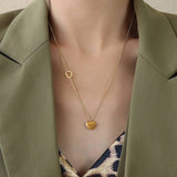 FRENCH SIMPLE DOUBLE HEART PENDANT NECKLACE_CWAJE1429