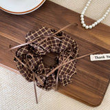 Plaid Ribbon Bow Scrunchie School Style_Cwaha07811