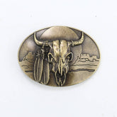 Western Style Bull Head Belt Buckle_Cwabe0427