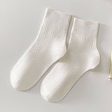 SIMPLE STYLE SOLID COTTON CREW SOCKS FOR WOMENS_CWMS1373