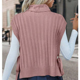 Solid-Color High-Neck Sleeveless Lace-Up Vest